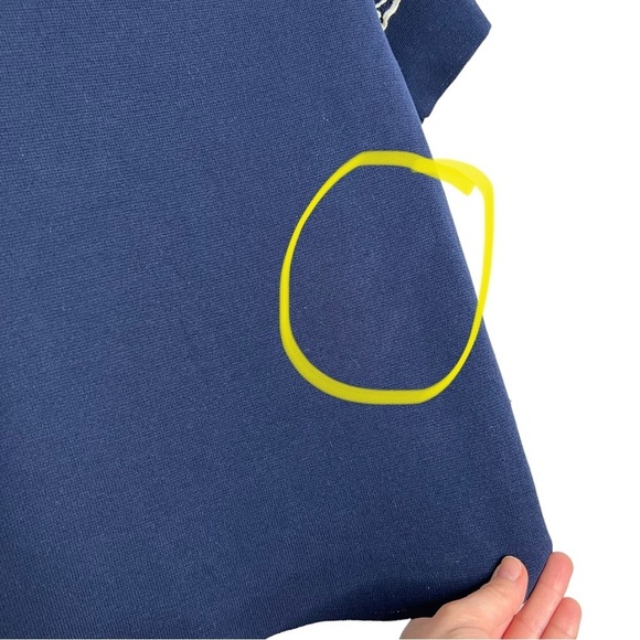 J Crew Navy Blue Ruffle Boatneck Short Sleeve Knit Sweater - Picture 9 of 11